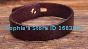 Brown Retro Buttons Leather Wristband Cuff Mens