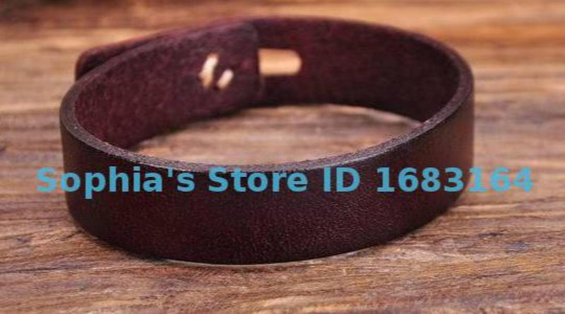 Brown Retro Buttons Leather Wristband Cuff Mens