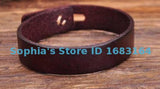 Brown Retro Buttons Leather Wristband Cuff Mens