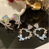 Sweet Colorful Balloon Bow Earrings S925 Silver Needle