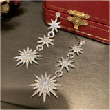 Sunflower 8-Pointed Star Earrings S925 Silver Needle Tassel Flower Earrings