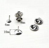 Stainless Steel 6mm 8mm 10mm Circle Bezel Pearl Bases Shirt Collar Clip