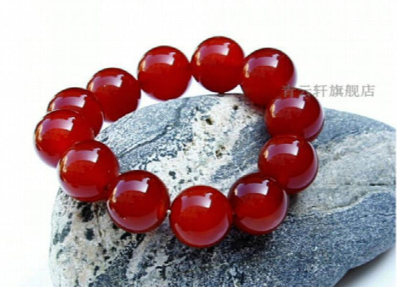 Red Agate Beads Elastic Bracelet Jewelry Gift