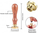 1Pc Heart Shape Wax Seal Stamp with Loop, Removable Brass Seal, Wood Handle