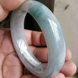 Zheru Jewelry Natural Burmese Jade 54-64mm Light Green Two-Tone Bracelet