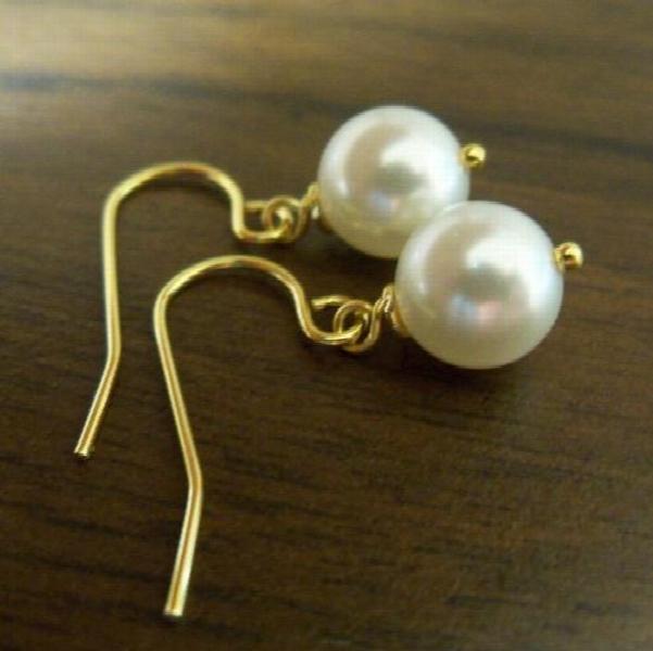 Freshwater Pearl Drop Earrings S925 Silver Hook Bridesmaid Gift