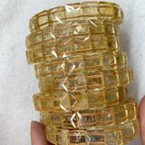 Yellow Citrine Stone Beads Bracelet Gemstone Bangle for Women Men Gift