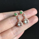 Double Ice Chalcedony Egg Round Earrings Silver Jewelry