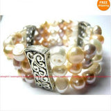 Elastic Baroque 8-9MM Multicolor Freshwater Pearl Bracelet