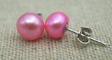 AA Pink Pearl Earrings 8mm S925 Sterling Silver Classic Stud Jewelry