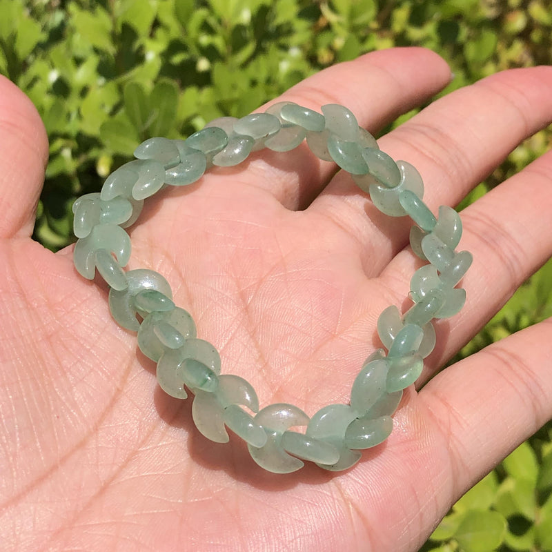 Green Aventurine Bracelet Moon Shape Crystal Reiki Healing Stone Jewelry