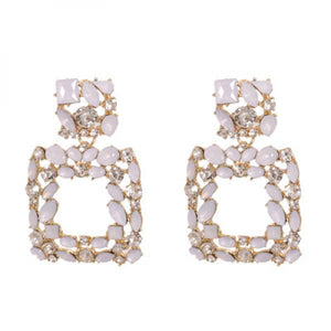 Beige Crystal Dangle Earrings Boho Wedding Party Statement Jewelry