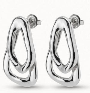 Spain 925 Silver Ear Nail Irregular Drop Bead Earrings
