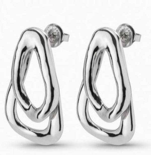 Spain 925 Silver Ear Nail Irregular Drop Bead Earrings