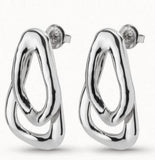 Spain 925 Silver Ear Nail Irregular Drop Bead Earrings