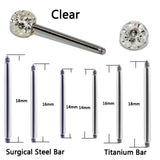 1PC Steel/Titanium Tongue Ring Piercing Ferido Crystal Ball Straight Barbell 14g