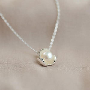 925 Silver Clover Pearl Necklace Pendant