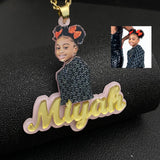 Acrylic Picture Necklace with Name Chain for Women
