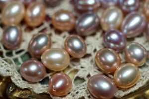 Freshwater Pearl Pink/Purple Rice Beads 10-11mm Half Hole Earrings DIY Jewelry