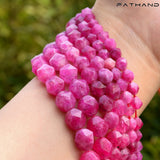 Pink Tourmaline Faceted Round Stone Beads for Jewelry Making DIY