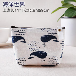 10Pcs Cotton Canvas Coin Purse Key Zipper Storage Necklace Bags