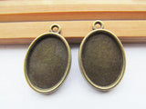 100pcs Oval Base Tray Pendant Charm Fit 13x18mm Cabochon Antique Bronze/Silver