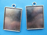 20pcs Antique Silver Rectangle Base Setting Tray Bezel Pendant Charm