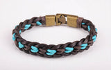 Bronze Braided Hemp & Leather Wristband Bracelet Cuff