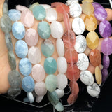 Natural Oval Faceted Agates Jades Amazonite Howlite Crystal Stone Beads