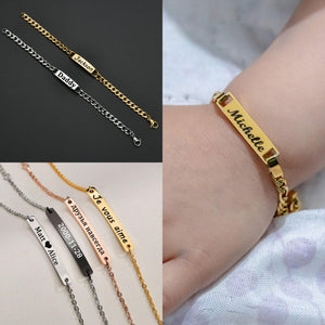 Customized Engrave Name Bar Couple Bracelet