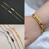 Customized Engrave Name Bar Couple Bracelet