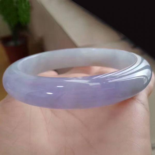 Zheru Jewelry Natural Burmese Jade 54-62mm Light Purple Bracelet