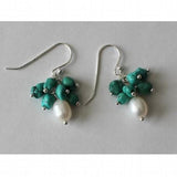 Turquoise Nugget Cluster Pearl Dangle Earrings
