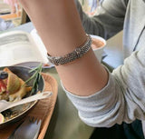 925 Sterling Silver Vintage Woven Mesh Heart Interior Bracelet