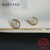 925 Sterling Silver Zircon Letter U Stud Earrings For Women