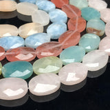 Natural Oval Faceted Agates Jades Amazonite Howlite Crystal Stone Beads