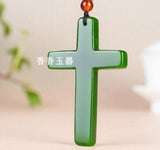 Myanmar Natural Green Jade Cross Pendant