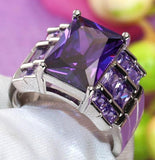 S925 Dark Purple CZ Wedding Engagement Ring for Women