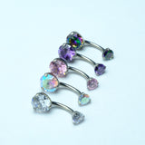 G23 Titanium Cz Stone Navel Earring Curves Belly Button Ring