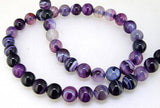 Purple View Agate Gemstone Full Strand 15in Round Agates Jewelry