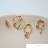 18K Copper-Inlaid Zircon Water Drop Earrings DIY Bracelet Material