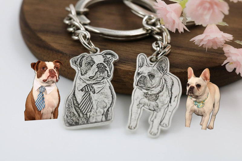 Personalized Pet Photo Keychain, Custom Dog Picture Keyring