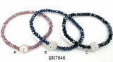 Sparkling Glass Beads Stretch Bracelet with Pave Ball
