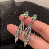 Silver Leaf Earrings Long Tassels Dangle Earrings