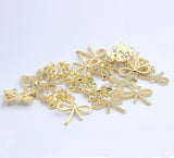 Zinc Alloy Inlaid Pearl Bow Charms 6pcs/lot for DIY Kids Jewelry Making