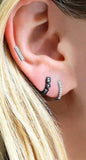 925 Silver CZ Pave Mini Clip Circle Earring 10mm
