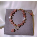 Zircon Flower Bracelet Strawberry Crystal Freshwater Pearl String Jewelry