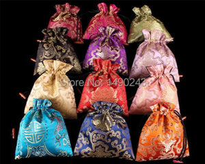 15x18 cm Chinese Style Embroider Jewelry Bags, Lot of 10