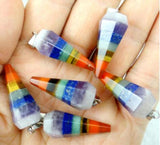 7 Chakra Layered Pendant for DIY Jewelry Making 4PCS