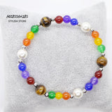 Chakra Bracelet Natural Stone Steel Pearl Protective Stones